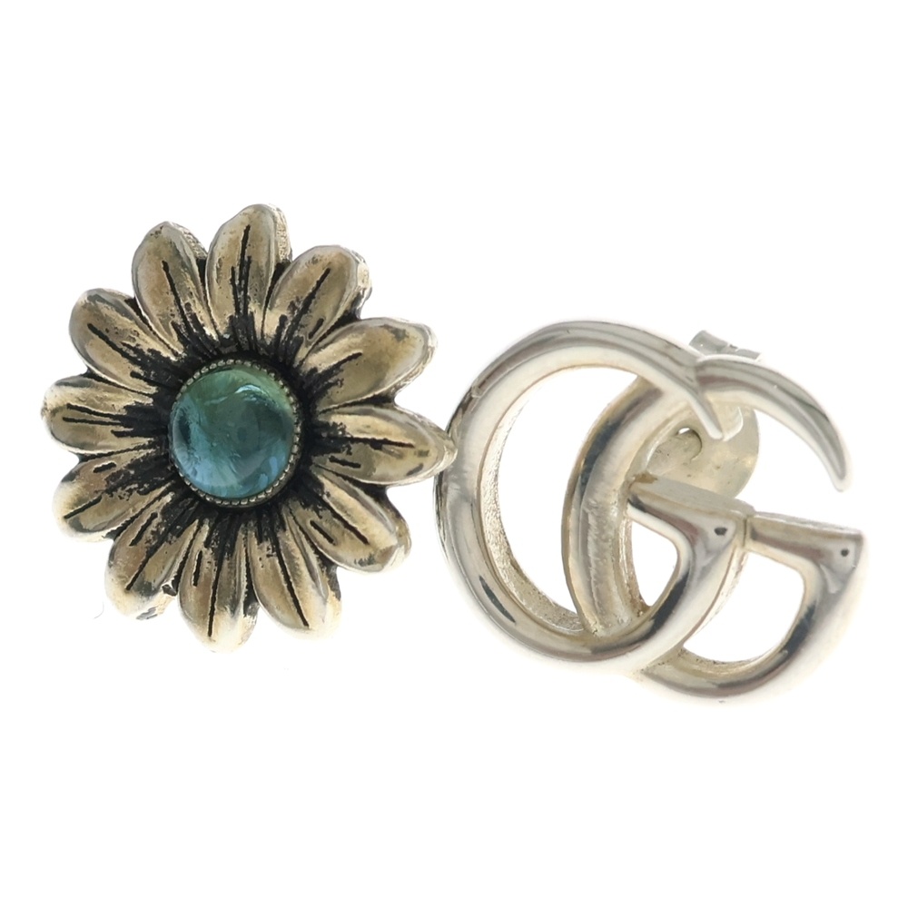 ダブルG フラワー ズタッズ ピアス シルバー SV925 4.3g Bランク