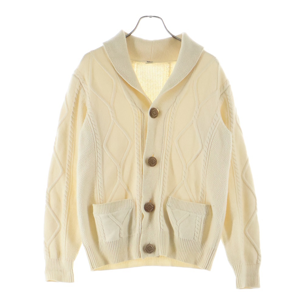 ウッドボタン ウール ニット カーディガン アイボリー Bランク