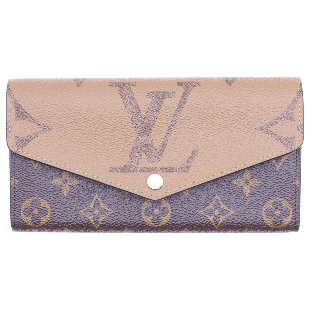 モノグラム・ジャイアント リバース ポルトフォイユ・サラ 長財布 ブラウン PVCレザー RFID M80726 Aランク