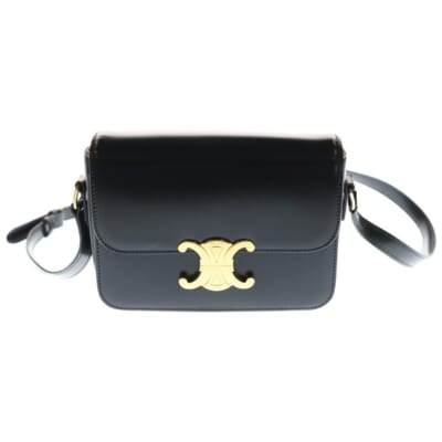 ティーン トリオンフ ショルダーバッグ ショルダーポシェット ブラック レザー ゴールド金具 Aランク