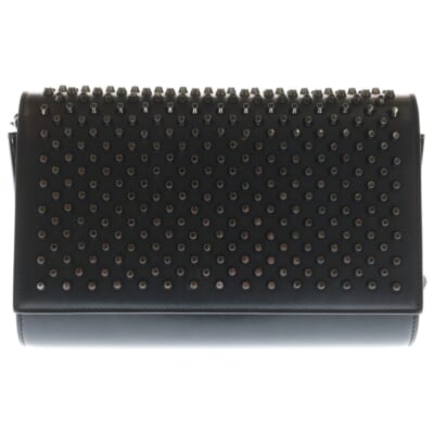 パロマクラッチ スタッズ 2WAYバッグ ハンドバッグ ショルダーバッグ チェーンバッグ ブラック レザー シルバー金具 Bランク