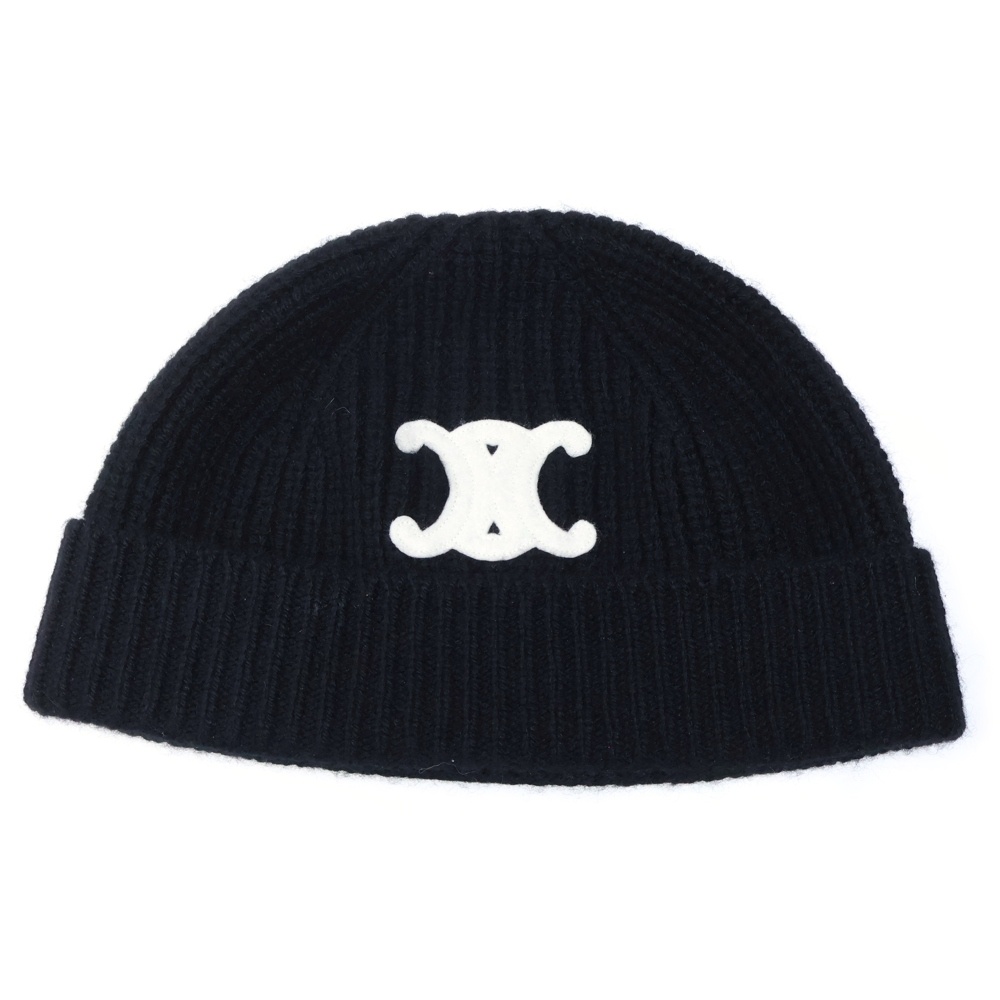 トリオンフ パッチ ニット帽 シームレスカシミア ブラック Bランク