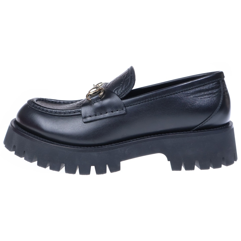 25SS GGエンボス ホースビット レザーローファー ブラック 817306 Aランク