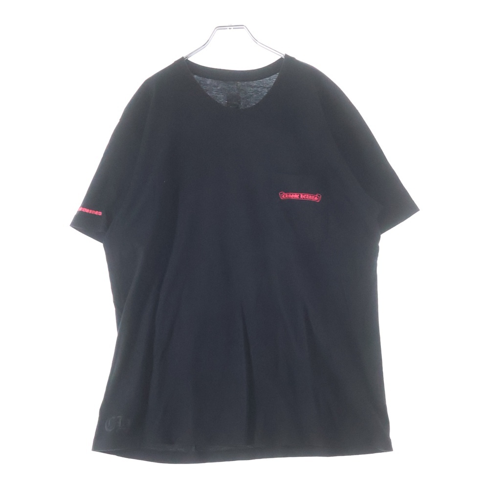 Made in Hollywood Vertical Logo クロムハーツ ピンクメイドインハリウッドヴァーティカルロゴ 半袖Tシャツ ブラック Bランク
