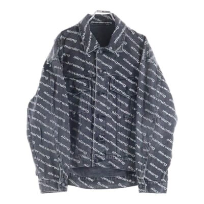 ALL OVER LOGO DENIM JACKET オールオーバーロゴ総柄デニムトラッカージャケット グレー Aランク