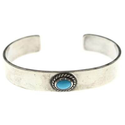 銀縄ターコイズ平打ちブレス バングルS シルバー/ゴールド BGA102 Bランク