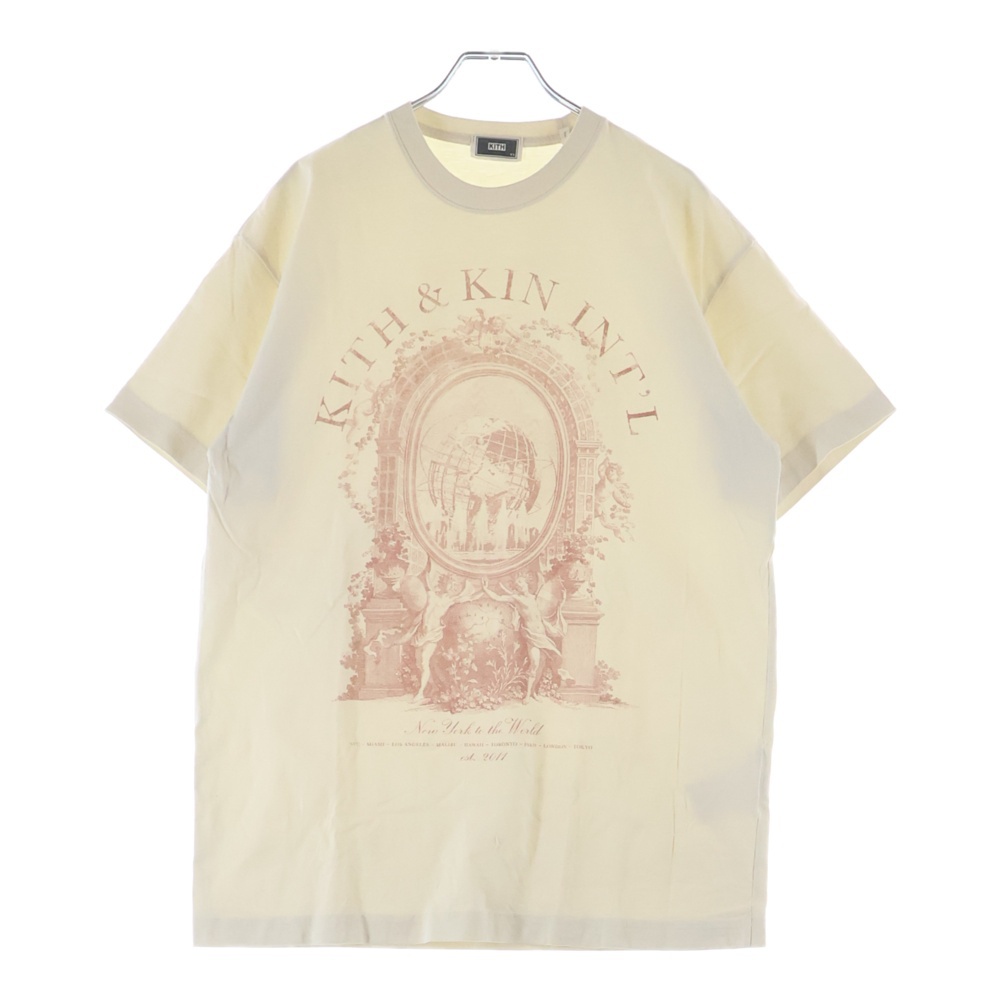 Kin International Tee プリント半袖Tシャツ カットソー ベージュ Aランク