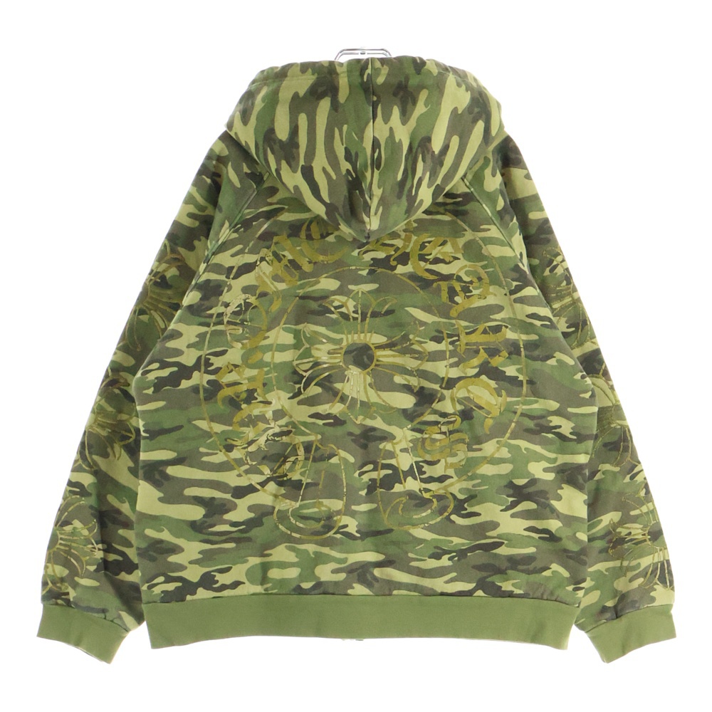 OLD CH PLUS SWTSHRT HD ZIP バックホースシュープリント CHプラス 裏地サーマル ジップアップパーカー グリーン Bランク