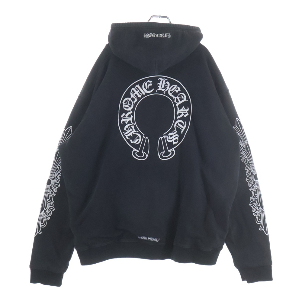 SWTSHRT HD ZIP 袖フローラルバックホースシュープリント 裏地サーマルジップアップパーカー Bランク