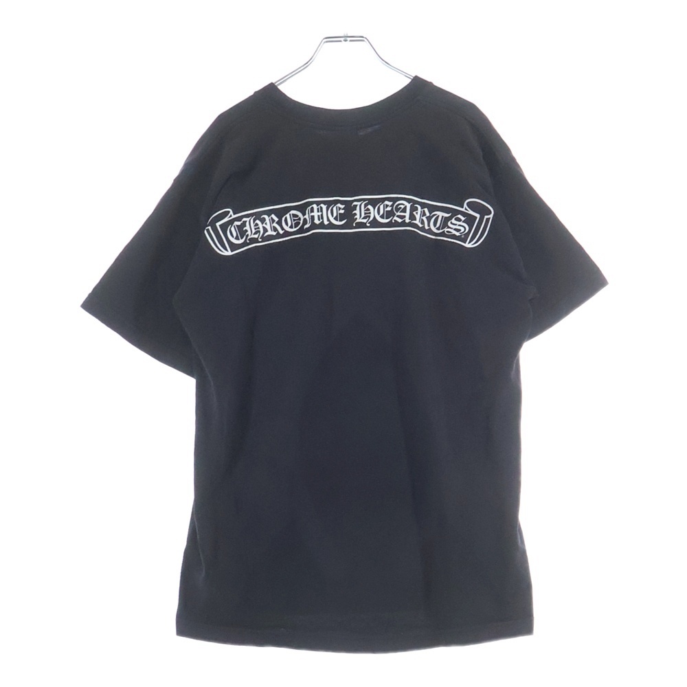 OLD CH T-SHIRT スクロールラベルプリント クルーネック ポケット 半袖Tシャツカットソー ブラック Bランク