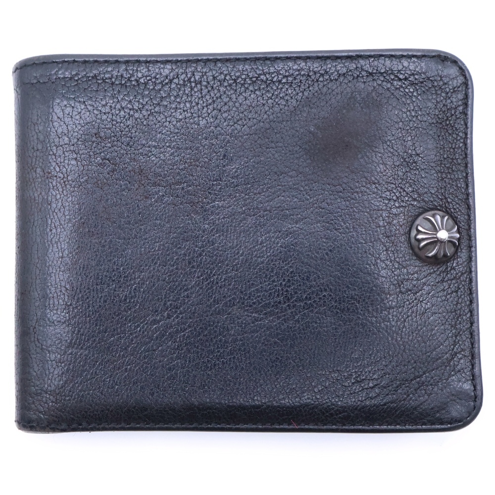 1SNAP 1スナップ クロス ボールボタン レザーウォレット 財布 ブラック BCA361 Bランク