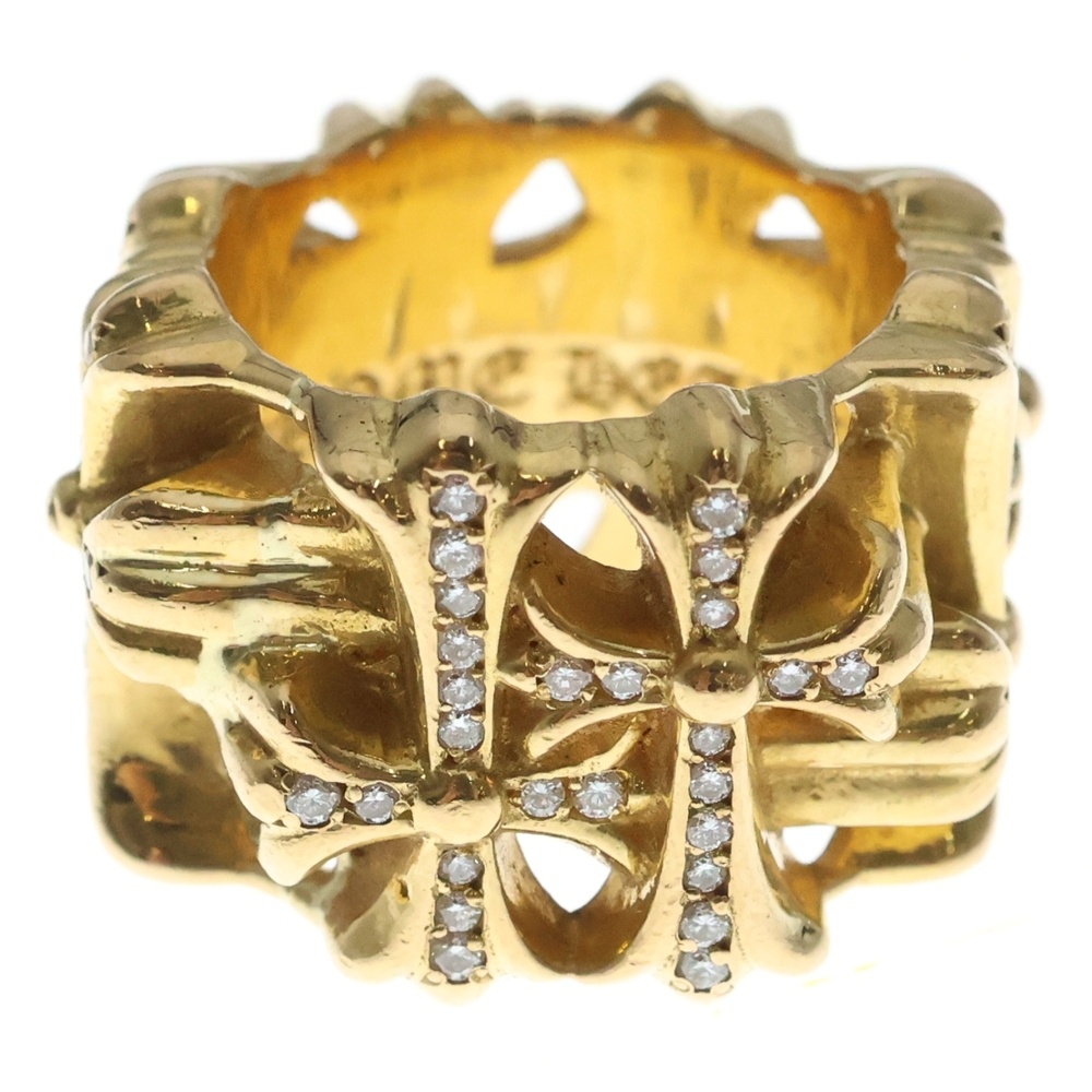 22K SQUARE CEMETERY P/D スクエアセメタリークロス リング PAVEダイヤ ゴールド Bランク