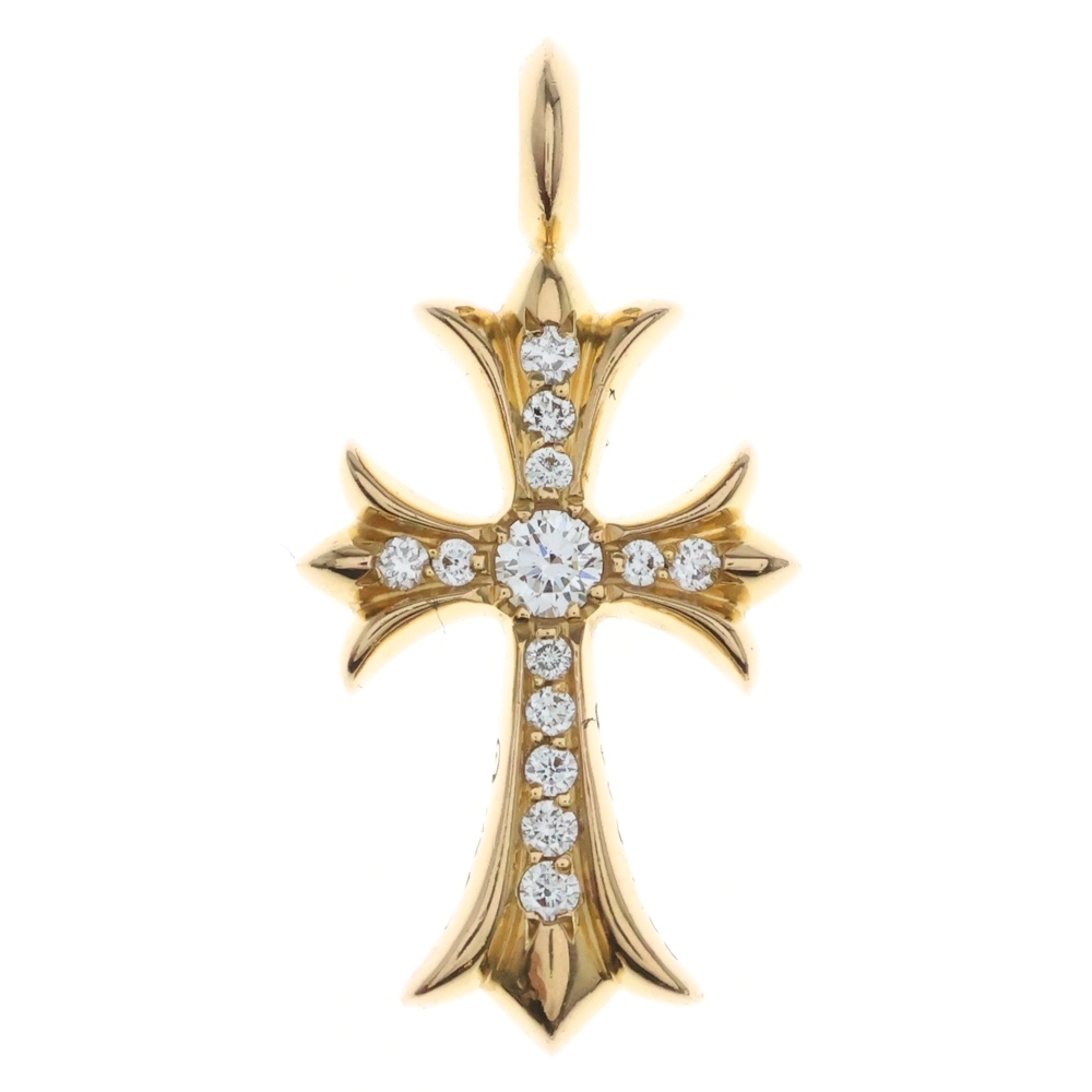 22K TNY CRSF P/DIA タイニーファットクロス PAVEダイヤ ペンダントトップ ゴールド BCA033 Aランク