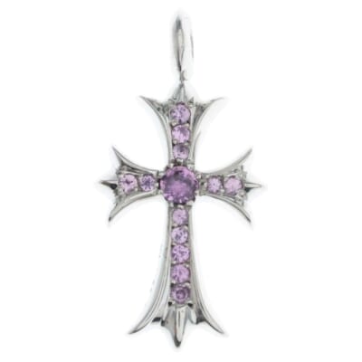 18K TNY CRSF P SAP タイニーファットクロス PAVEサファイア ペンダント ゴールドネックレストップ Nランク