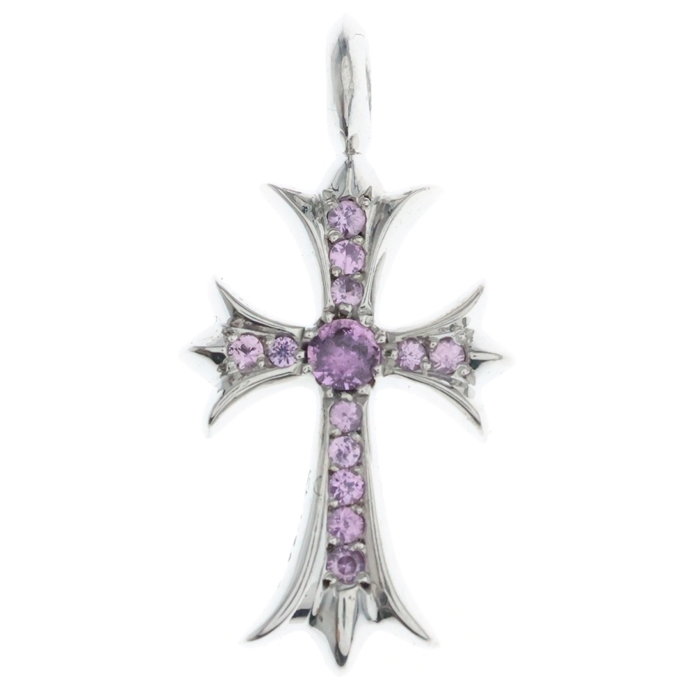 18K TNY CRSF P SAP タイニーファットクロス PAVEサファイア ペンダント ゴールドネックレストップ Nランク