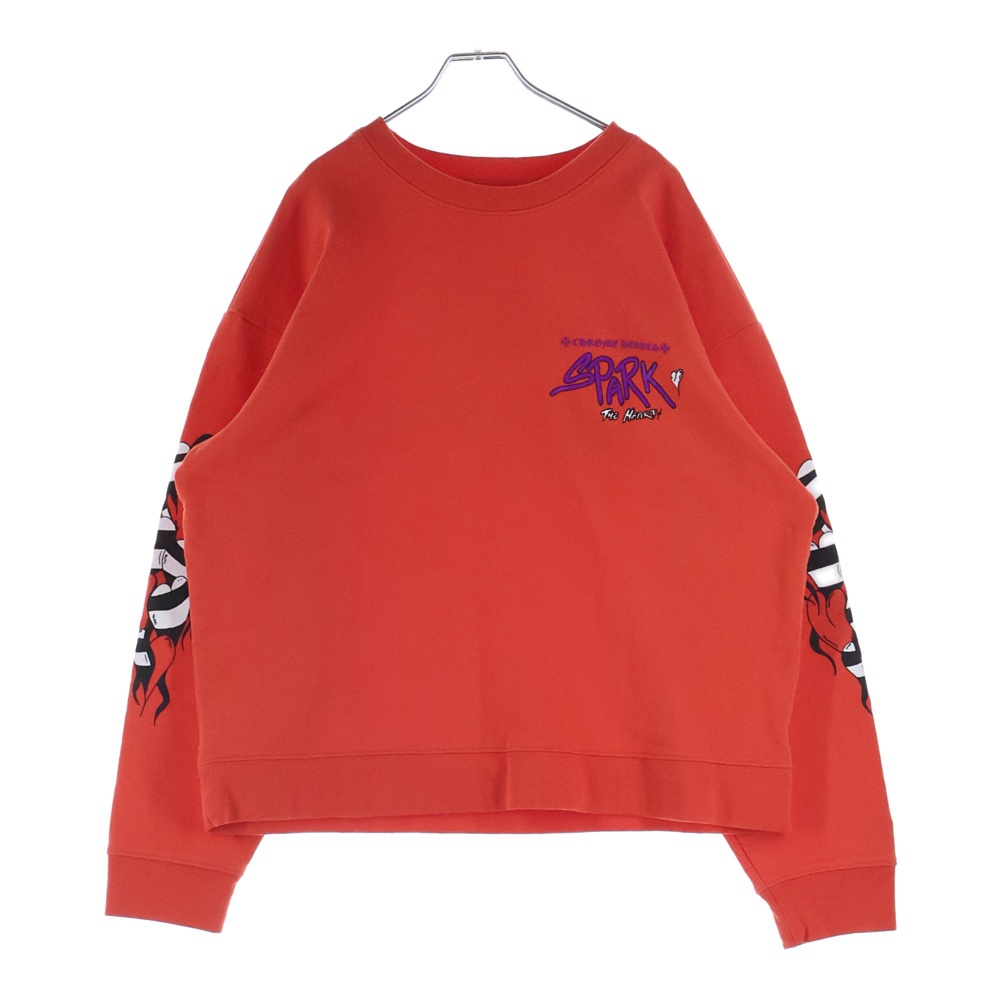 23SS×MATTY BOY SPARK THE HEART SWTSHRT マッティボーイ プロスパーク ザ ハート プリントクルーネックスウェットトレーナー レッド Bランク