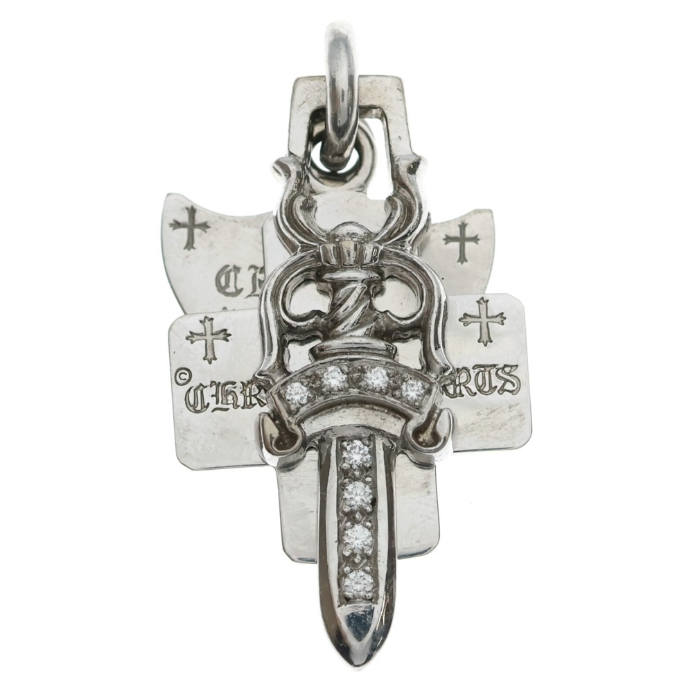 18K 3TRINKETS P/D/18Kスリートリンケッツ PAVEダイヤ/ホワイトゴールドネックレストップ Aランク