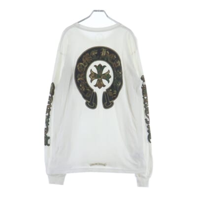 CAMO HORSE SHOE カモホースシュー バッグプリント長袖Tシャツ ホワイト Bランク