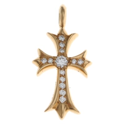 22K TNY CRSF P/DIA タイニーファットクロス PAVEダイヤ ペンダントトップ ゴールド2300000BCA033 Sランク