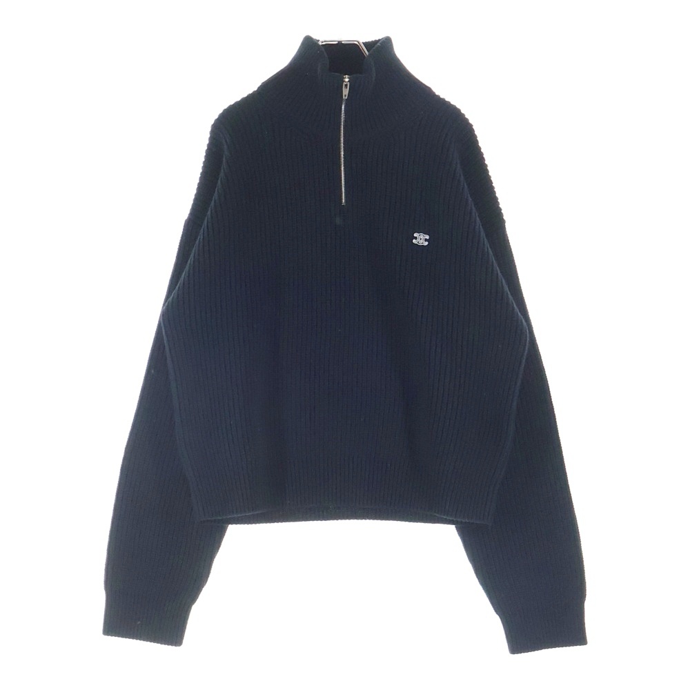 トラッカーセーター トリオンフ ハーフジップ ニット リブ編みウール ブラック RY0FA0ZPV 38NO Sランク