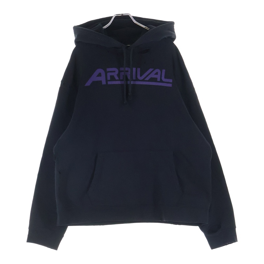 21AW Arrival Distressed Printed Hoodie フーディー パーカー ブラック Bランク