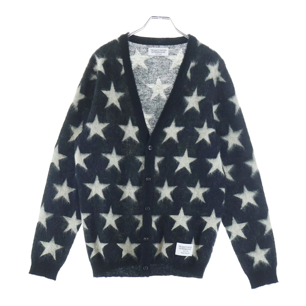 12AW スター柄 モヘアカーディガン ニット ブラック/グレー Bランク