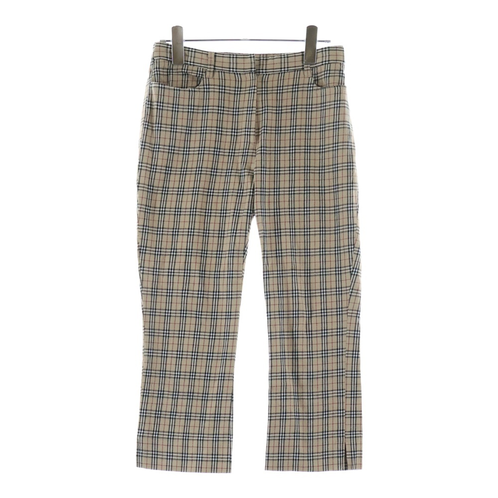 ノバチェック総柄 テーパードパンツ ベージュ レディース 36 Bランク