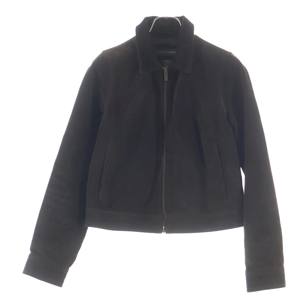 スエードレザー ジップアップ ジャケット ブルゾン ブラウン レディース XS Bランク