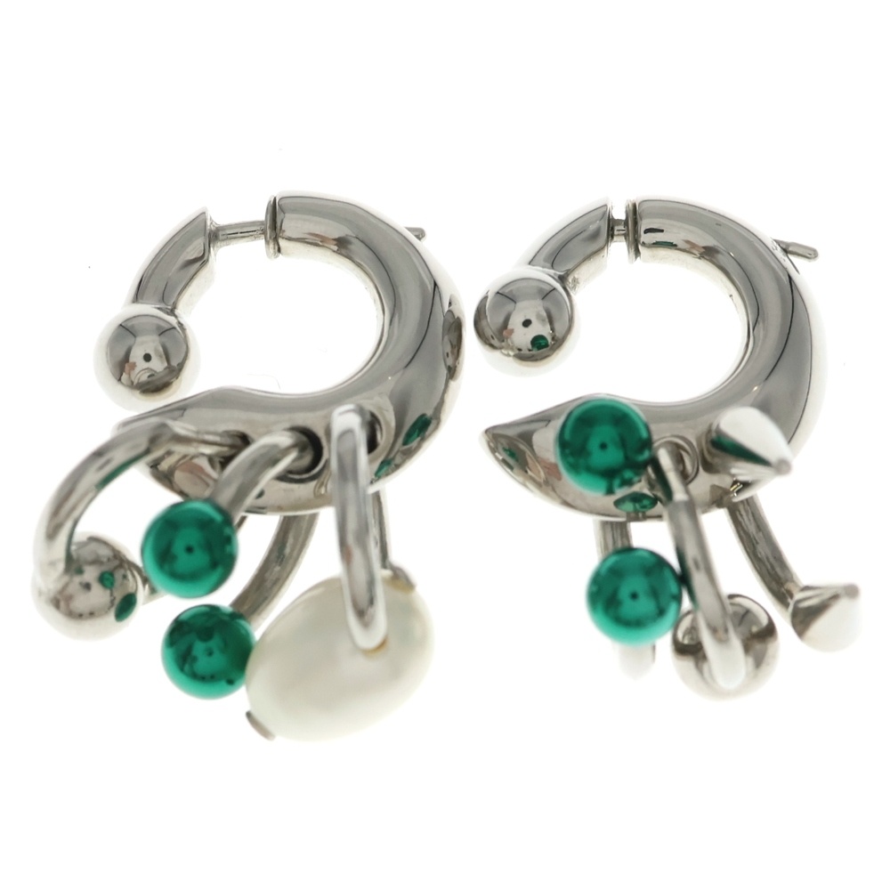 Acne Studios シルバー チャーム パール ピアス グリーン Bランク