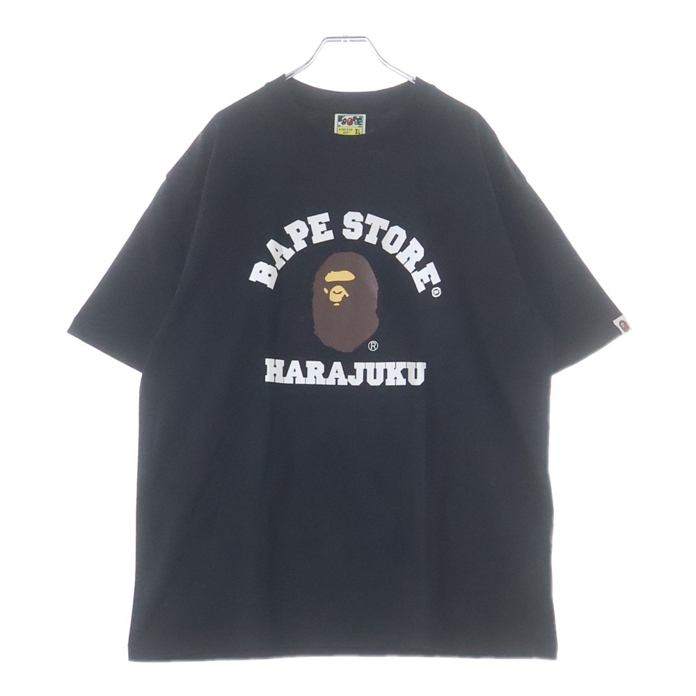 26SS BAPE STORE HARAJUKU COLLEGE TEE フロントデザイン 原宿限定 半袖Tシャツ カットソー ブラック Aランク