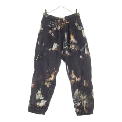 26SS EMMA総柄 リネン イージーパンツ FLOWERPANTS BLK 黒 Aランク