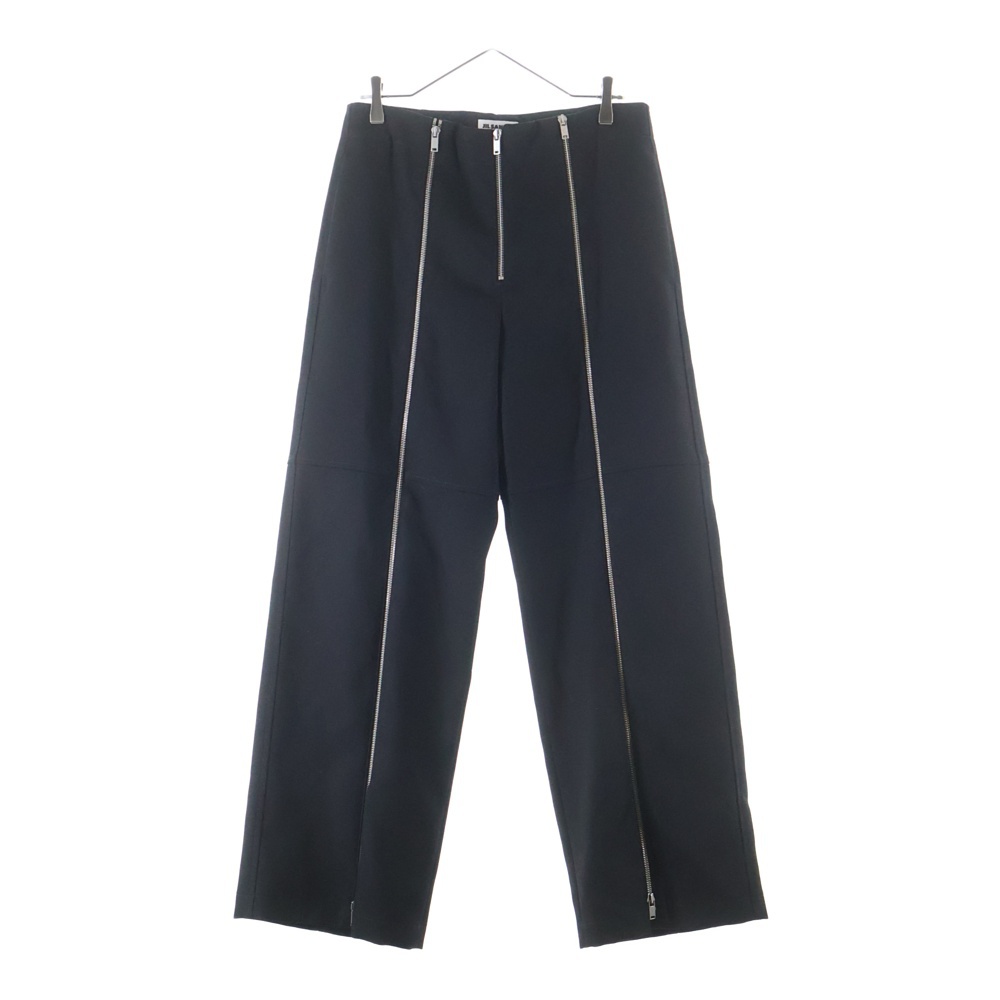 Front Zip Wide Trousers フロントジップ ワイドフレアトラウザー BLK ブラック ウール Aランク