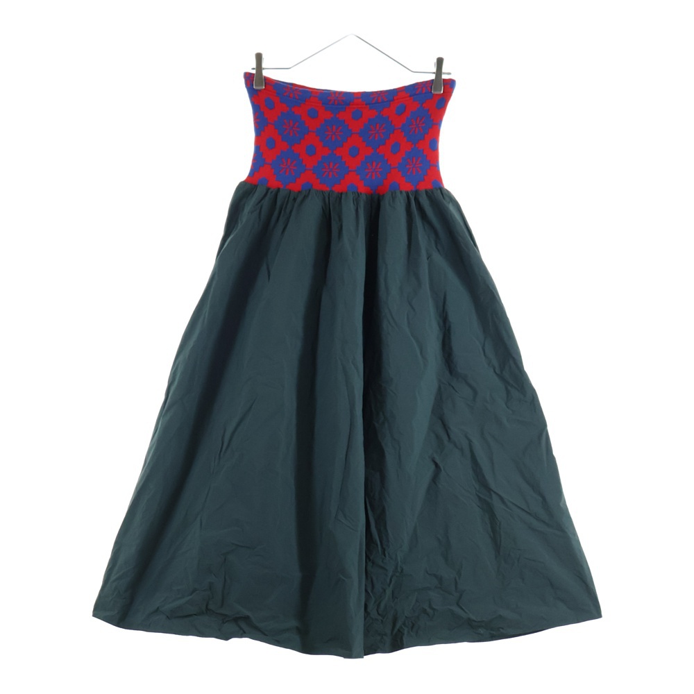 20SS ニット切り替え ナイロンロングスカート レディース レッド/カーキ 20SCL-S04102 Bランク