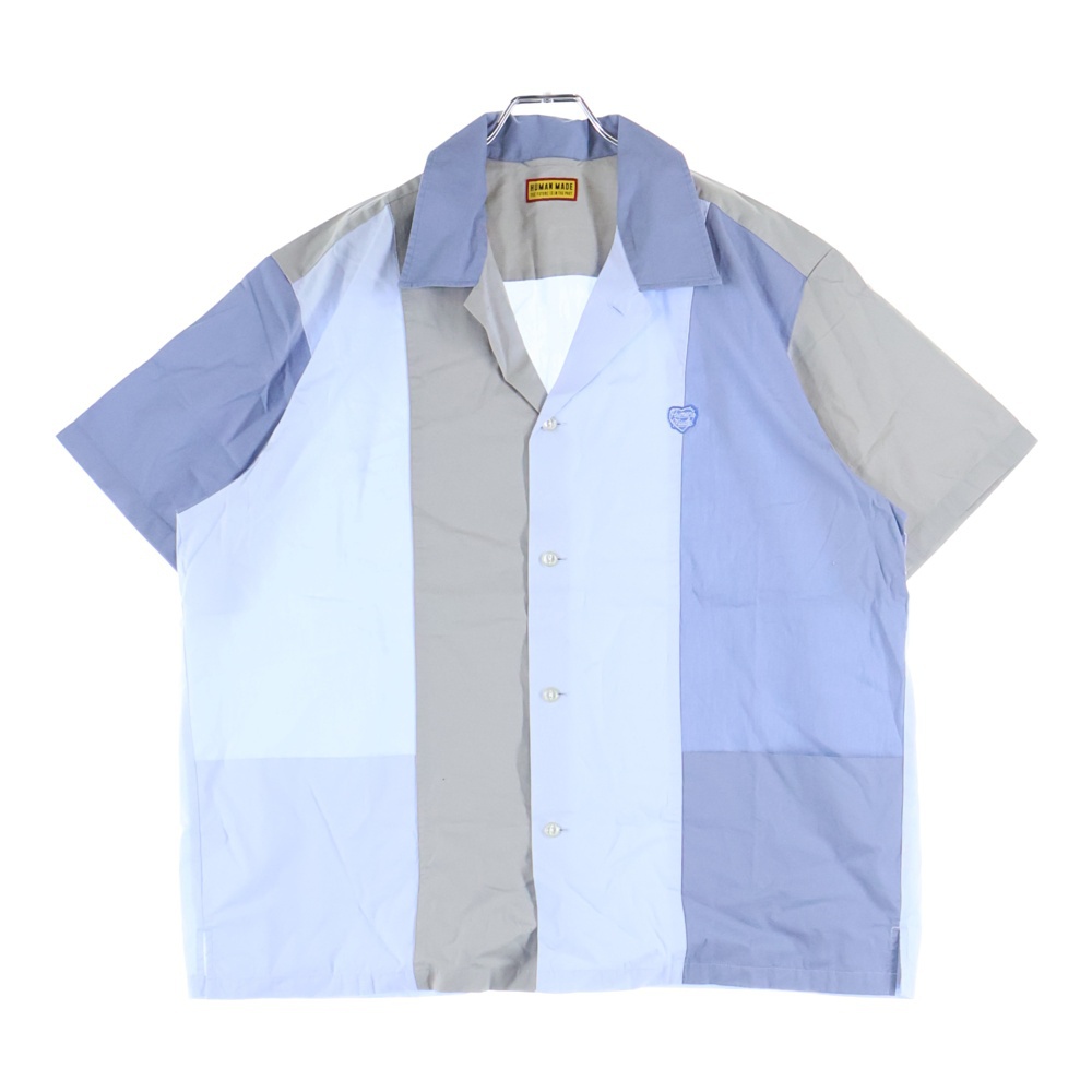 25SS PANEL SHIRT パネル パッチワーク オープンカラーシャツ ブルー/グレー HM29SH024 Bランク