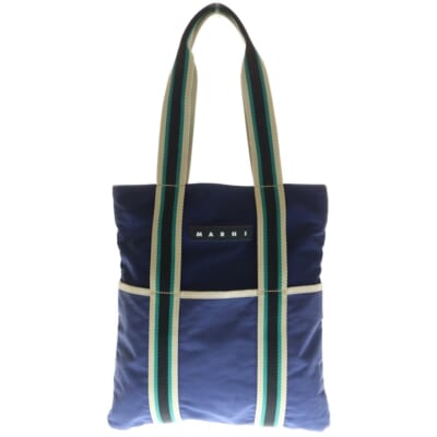 ブロックキャンバス トートバッグ ブルー SHMH0047A1T0000 Bランク