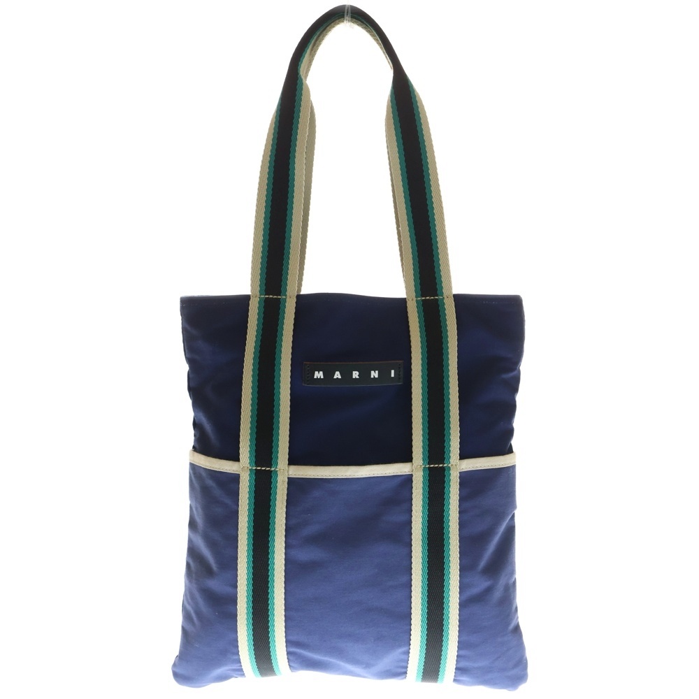 ブロックキャンバス トートバッグ ブルー SHMH0047A1T0000 Bランク