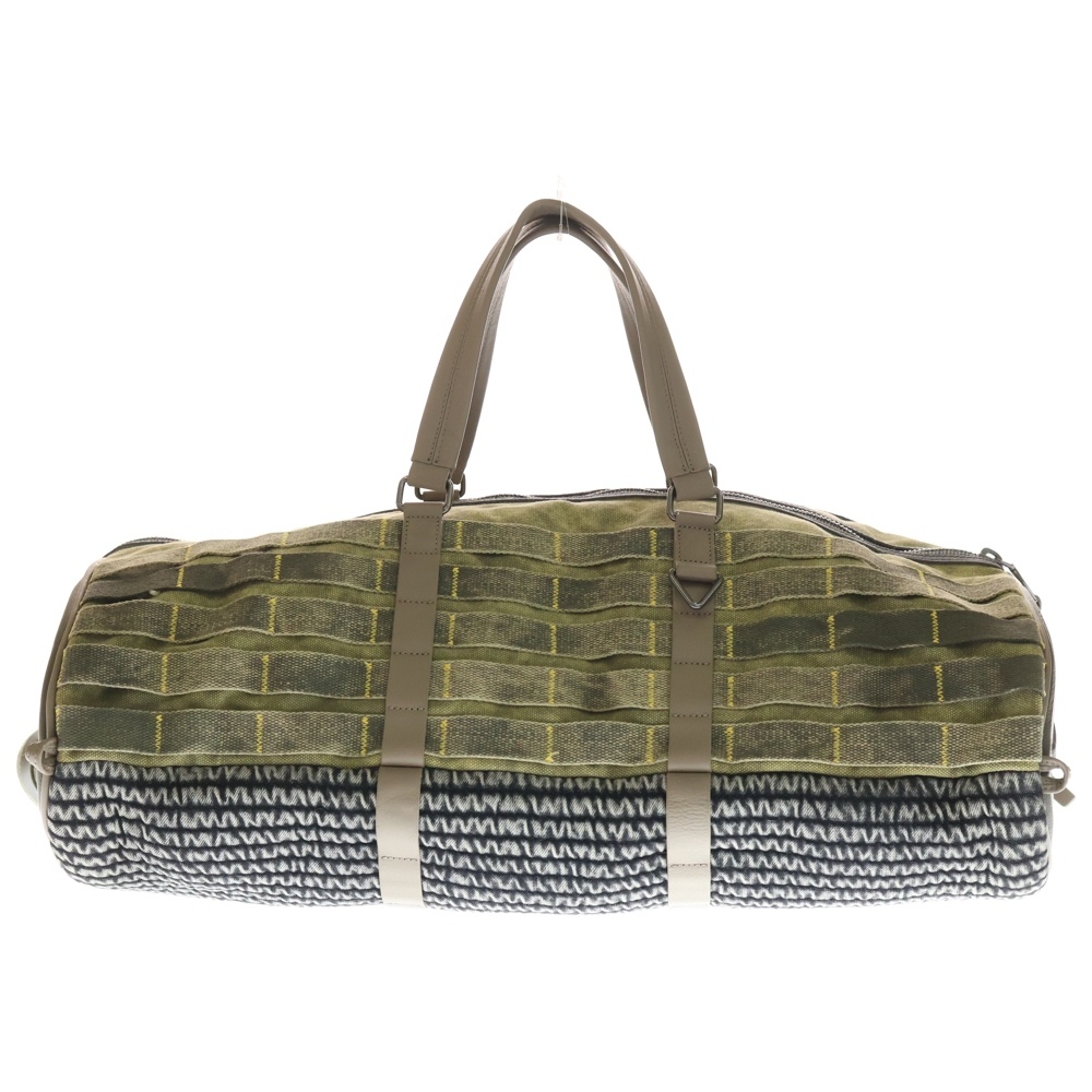 オーバルDロゴデザイン 異素材ミックス ダッフル ボストンバック カーキ Bランク