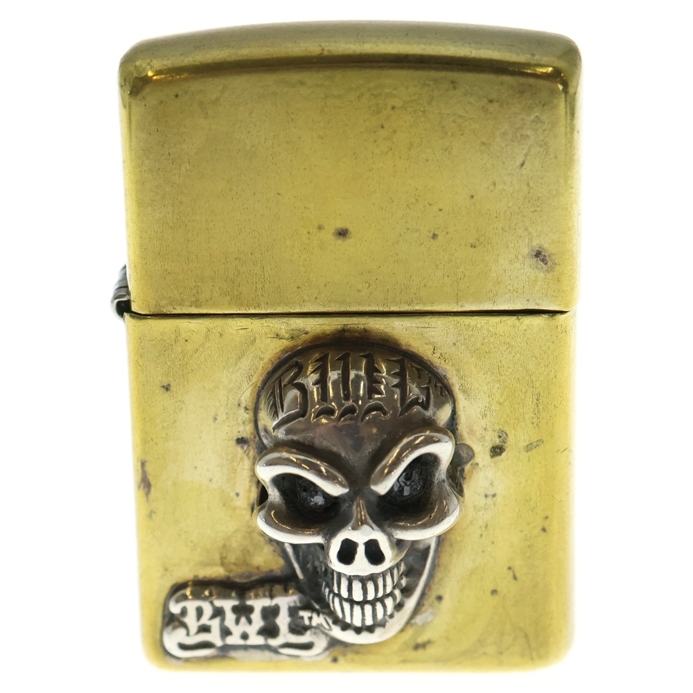 グッドラックスカル スカルパーツ付き 真鍮 Zippo ジッポ ライター 喫煙具 シルバー/ゴールド Bランク