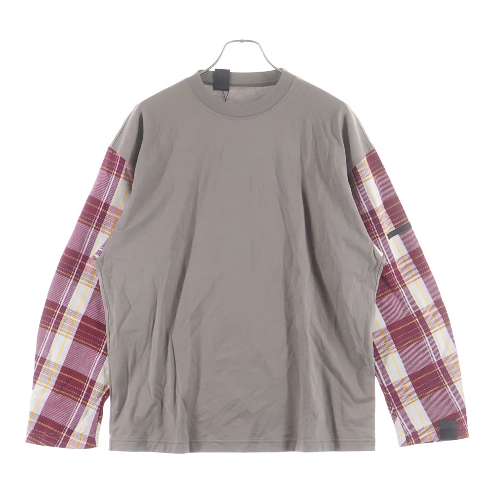 22SS COMPILE LINE LONG SLEEVE T-SHIRT コンパイル ライン ロングスリーブ クルーネック長袖Tシャツ カットソー グレー/レッド 2221-CS06-029peg Sランク