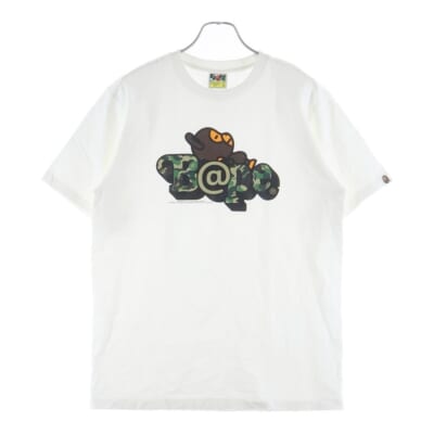 BE@RTEE BABY MILO(R) ON BAPE(R) ベアティー ベイビーマイロオン ベイプ クルーネック カットソー 半袖Tシャツ ホワイト 002TEK781902C Bランク
