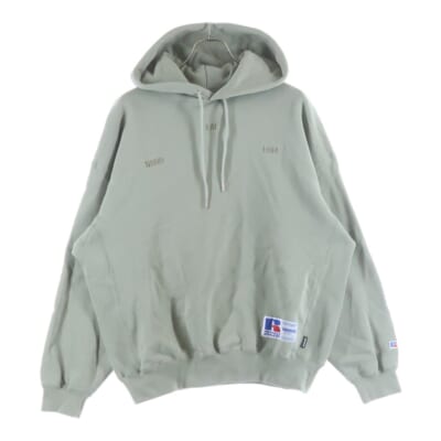 22SS ×RUSSELL ATHLETIC C-HOODED ラッセルアスレチック ロゴエンブロイダリー プルオーバーフーディー パーカー グリーン 221XRRUN-CSM02 Bランク