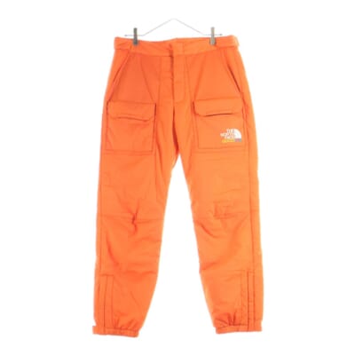 21AW ×THE NORTH FACE ノースフェイス ロゴデザイン マルチポケット 中綿カーゴパンツ オレンジ 663764 Bランク