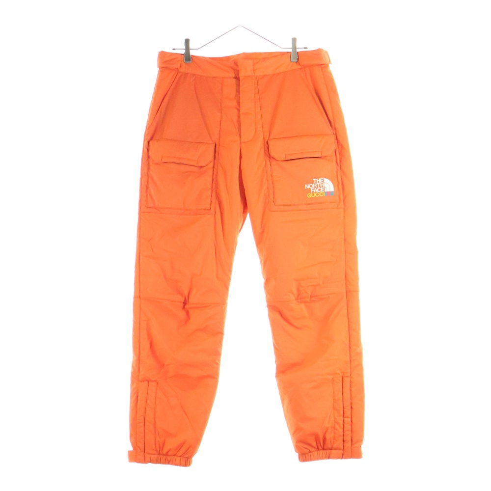 21AW ×THE NORTH FACE ノースフェイス ロゴデザイン マルチポケット 中綿カーゴパンツ オレンジ 663764 Bランク