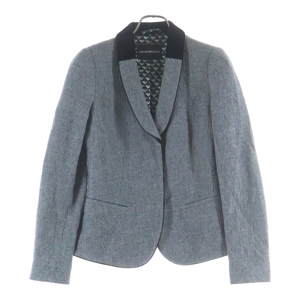 ツイード レーヨン混 シングルテーラードジャケット グレー 1NG19T Bランク