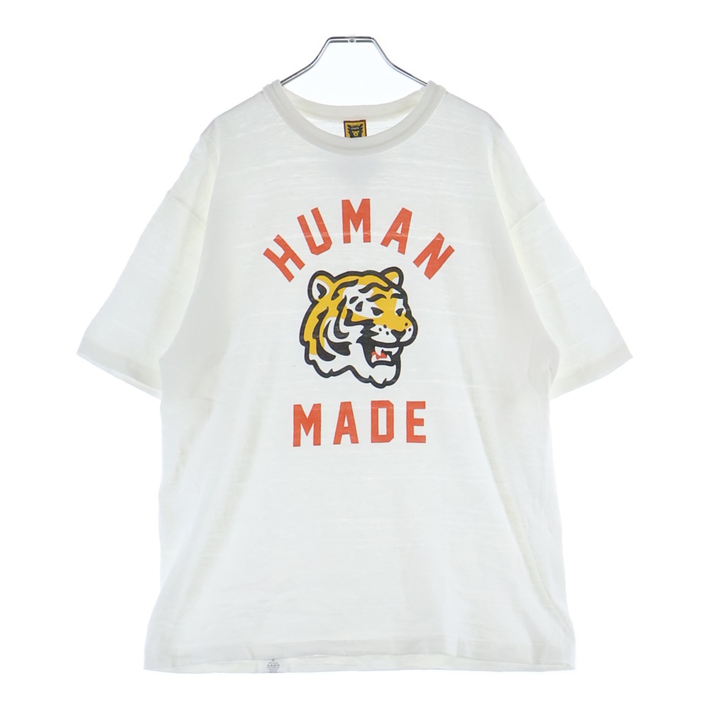 フロントロゴデザイン クルーネック カットソー 半袖Tシャツ ホワイト Bランク