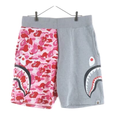 ABC CAMO SIDE SHARK SWEAT SHORTS サイドシャークプリント カモ柄ハーフパンツ ショーツ グレー/ピンク 001SPI301018M Bランク