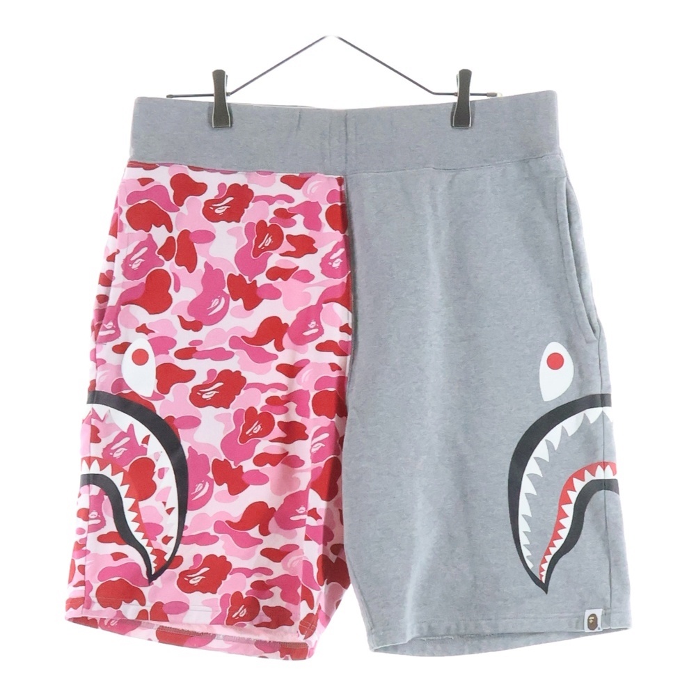 ABC CAMO SIDE SHARK SWEAT SHORTS サイドシャークプリント カモ柄ハーフパンツ ショーツ グレー/ピンク 001SPI301018M Bランク