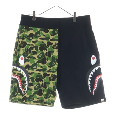 ABC CAMO SIDE SHARK SWEAT SHORTS サイドシャークプリント カモ柄ハーフパンツ ショーツ ブラック/カーキ 001SPI301018M Bランク