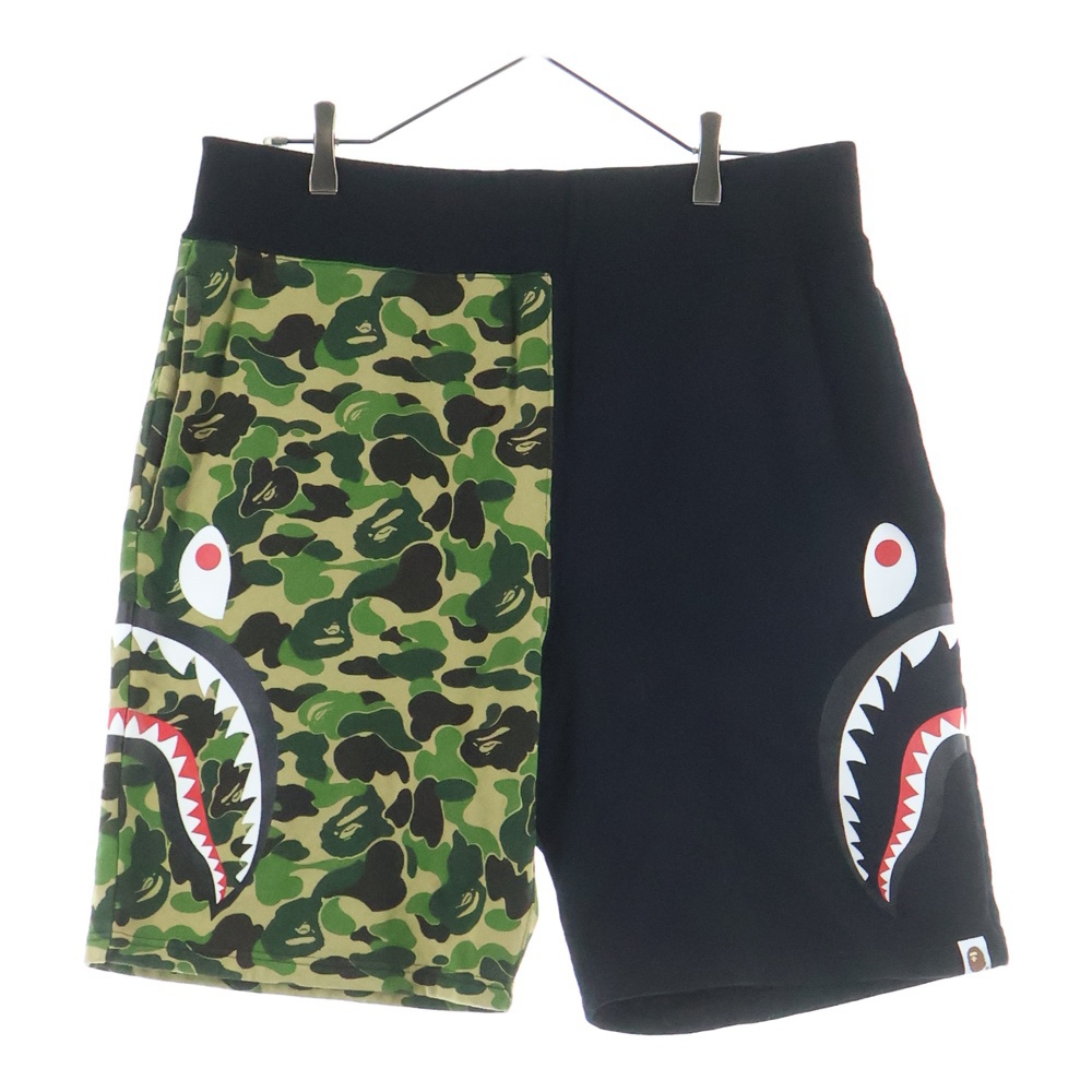 ABC CAMO SIDE SHARK SWEAT SHORTS サイドシャークプリント カモ柄ハーフパンツ ショーツ ブラック/カーキ 001SPI301018M Bランク