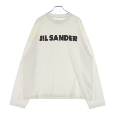 24AW フロントロゴプリント クルーネック ロングスリーブ 長袖Tシャツ カットソー ホワイト J22GC0136 J45148 Aランク